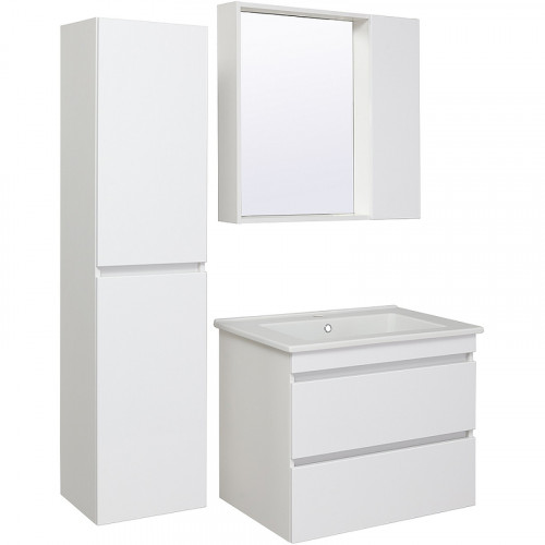 Зеркало со шкафом Runo Манхэттен 75 00-00001045 Белое МДФ / ЛДСП, стекло