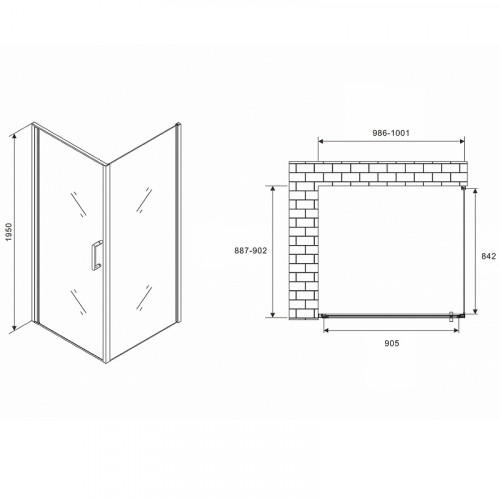 Душевой уголок Abber Sonnenstrand 100х90 AG04100M-S90M профиль Хром стекло матовое