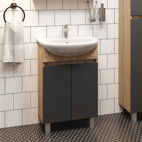 Тумба под раковину Onika Милтон 55 105560 цвет Дуб сонома Серый