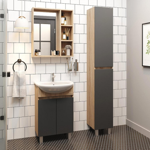 Тумба под раковину Onika Милтон 55 105560 цвет Дуб сонома Серый