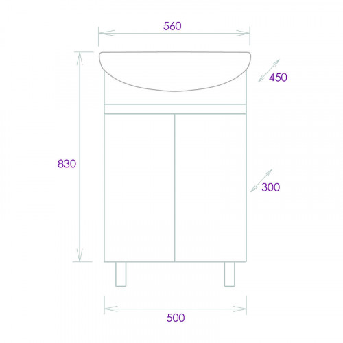 Тумба под раковину Onika Милтон 55 105560 цвет Дуб сонома Серый