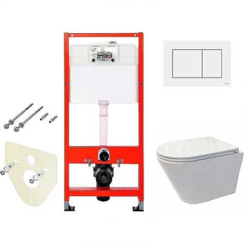 Комплект унитаза Koller Pool Orion OR-0515-RW с инсталляцией Tece Base 9400413 с сиденьем Микролифт и Белой клавишей смыва
