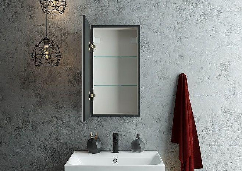 Зеркальный шкаф Art&Max Tehno 35 L AM-Tec-350-650-1D-L-DS-F-Nero с подсветкой цвет Черный