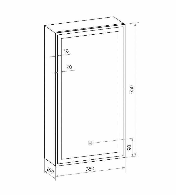 Зеркальный шкаф Art&Max Tehno 35 L AM-Tec-350-650-1D-L-DS-F-Nero с подсветкой цвет Черный