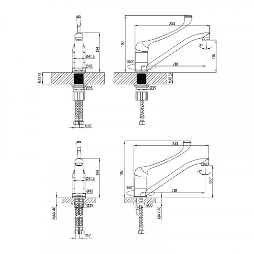 Смеситель для раковины Lemark Project LM4634C Хром латунь