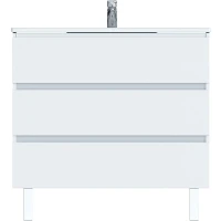Тумба с раковиной SanVit Кубэ-3 90 kkube3090w Белая глянцевая МДФ / ЛДСП