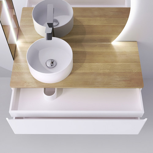 Тумба под раковину Jorno Solis New 120 SolN.01.120/P/W/JR подвесная Белая МДФ / ЛДСП