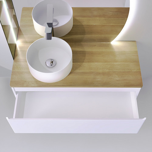 Тумба под раковину Jorno Solis New 120 SolN.01.120/P/W/JR подвесная Белая МДФ / ЛДСП