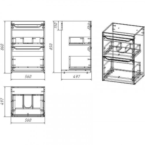 Тумба с раковиной Azario Magenta 120 R CS00079141 Белая