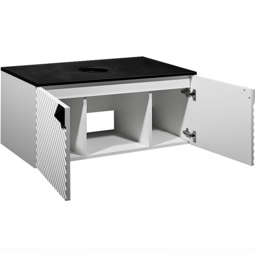 Тумба под раковину Runo Андорра 85 00-00002018 подвесная Белая матовая Черная МДФ / ЛДСП