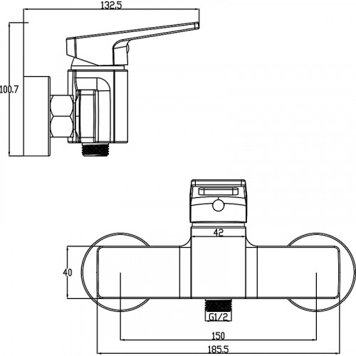 Смеситель для душа Swedbe Kronos 2020B Черный матовый латунь на стену