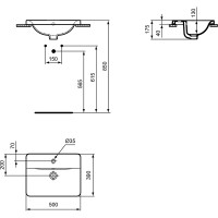 Раковина Ideal Standard Connect 50 E504301 Euro White фарфор полувстраиваемая