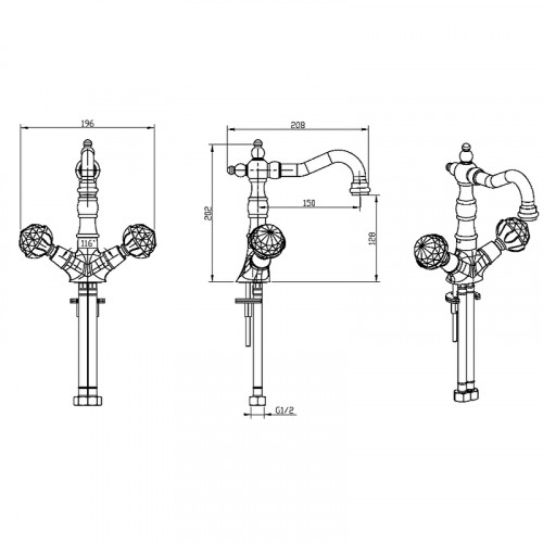 Смеситель для раковины Boheme Brillante Presente 352 Хром латунь