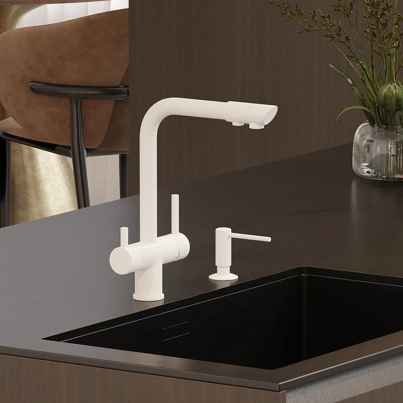 Смеситель для кухни WasserKRAFT A8357 Белый матовый латунь