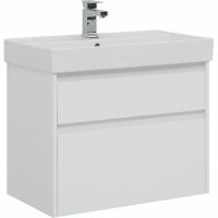 Тумба с раковиной Aquanet Nova Lite 75 245244 подвесная Белая глянцевая МДФ / ЛДСП