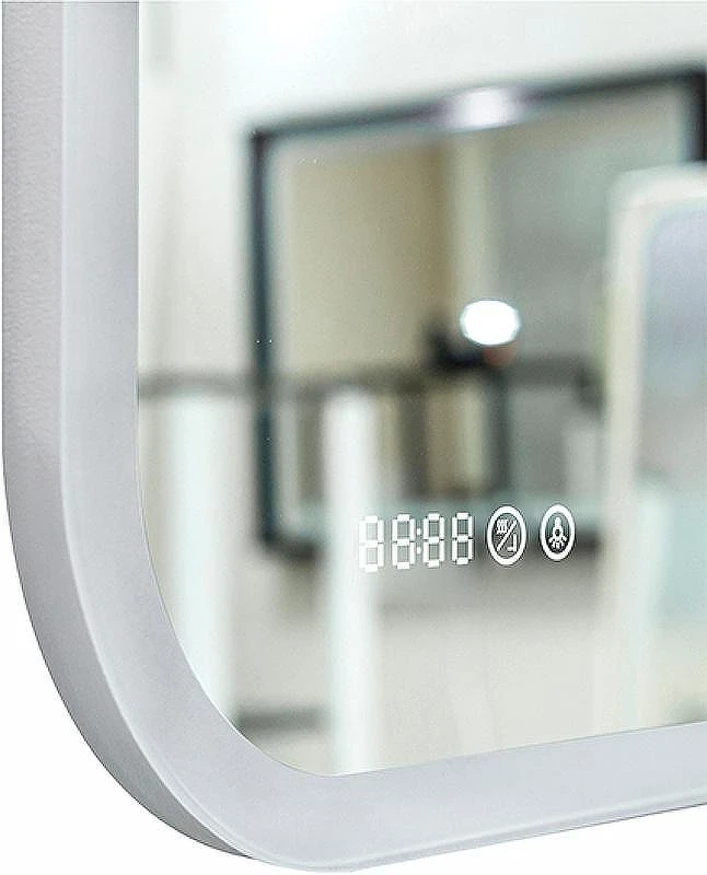 Зеркало Континент Bliss 800х700 ЗЛП403 с подсветкой с сенсорным выключателем с увеличительным зеркалом с подогревом с часами