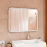 Зеркало Континент Bliss 800х700 ЗЛП403 с подсветкой с сенсорным выключателем с увеличительным зеркалом с подогревом с часами