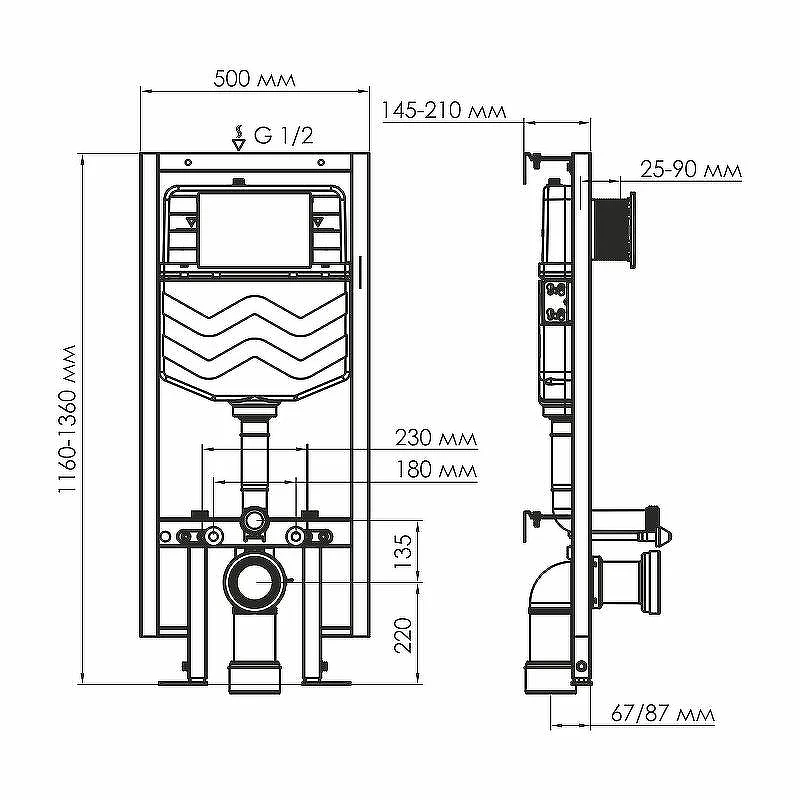 Инсталляция WasserKRAFT Vils 56TLT.010.ME.MG01 для унитаза с клавишей смыва Золото матовое