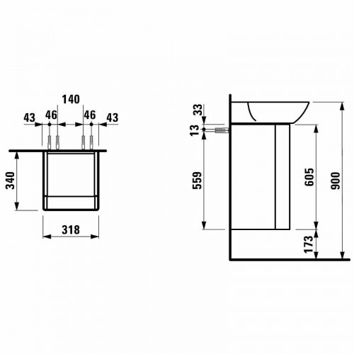 Тумба под раковину Laufen Ino 32 R 4.2535.2.030.171.1 подвесная Темный орех