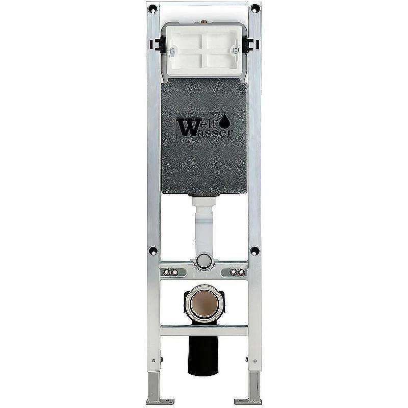 Комплект унитаза с инсталляцией WeltWasser AMBERG 350 ST + ERLENBACH 004 GL-WT + AMBERG RD-CR 10000006509 цвет Белый глянцевый с сиденьем Микролифт и клавишей смыва цвет Хром