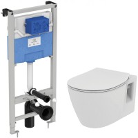 Комплект унитаза с инсталляцией Ideal Standard Connect Prosys E8822301PC15 с сиденьем Микролифт без клавиши смыва фарфор подвесной