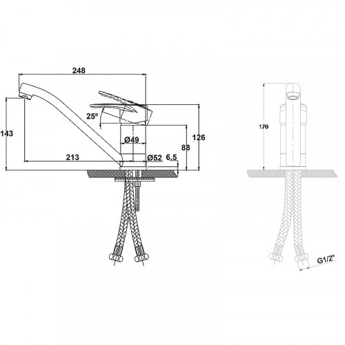 Смеситель для кухни Kaiser Planet 14033 Хром латунь