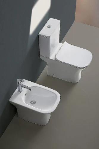 Унитаз компакт Azario Fretta Square AZ-1215+AZ-1216-G с бачком и сиденьем Микролифт