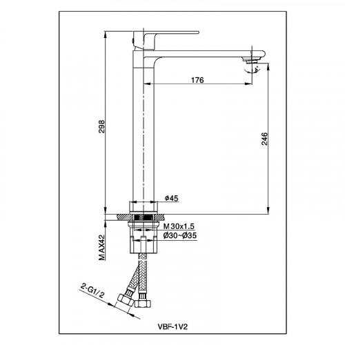 Смеситель для раковины Vincea Vogue VBF-1V2GM Вороненая сталь латунь