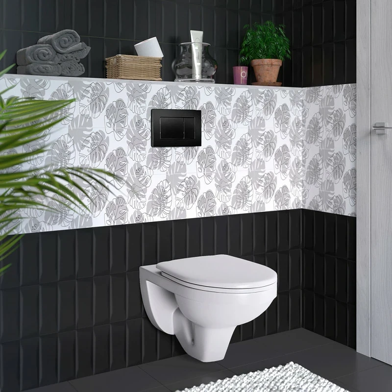 Комплект унитаза Ceramicanova Uno Rimless CN11001 с инсталляцией Berges Atom 410 040332 с сиденьем Микролифт и Черной матовой клавишей смыва фарфор подвесной