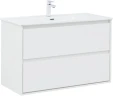 Тумба с раковиной Aquanet Милан 100 340155 подвесная цвет Белый глянец
