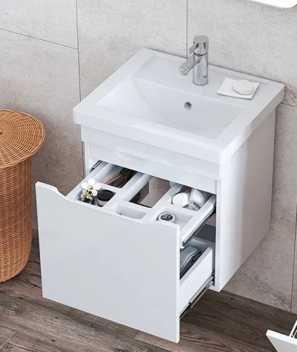 Тумба под раковину Vigo Grani 50 tp.GRI.FOS.50.1Y подвесная Белая МДФ / ЛДСП