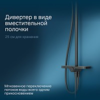 Душевая система AM.PM Like F0780222 Черная матовая нержавеющая сталь на стену
