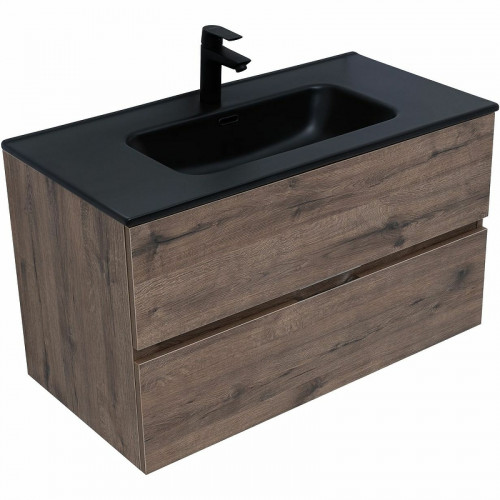 Тумба под раковину Aquanet Алвита New 90 334187 подвесная Дуб веллингтон табак МДФ / ЛДСП