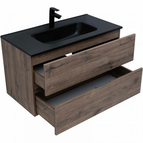 Тумба под раковину Aquanet Алвита New 90 334187 подвесная Дуб веллингтон табак МДФ / ЛДСП