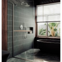 Душевая перегородка Maybah Glass MGD-713-5у 1090x1950 в узком профиле Хром матовый стекло сатиновое