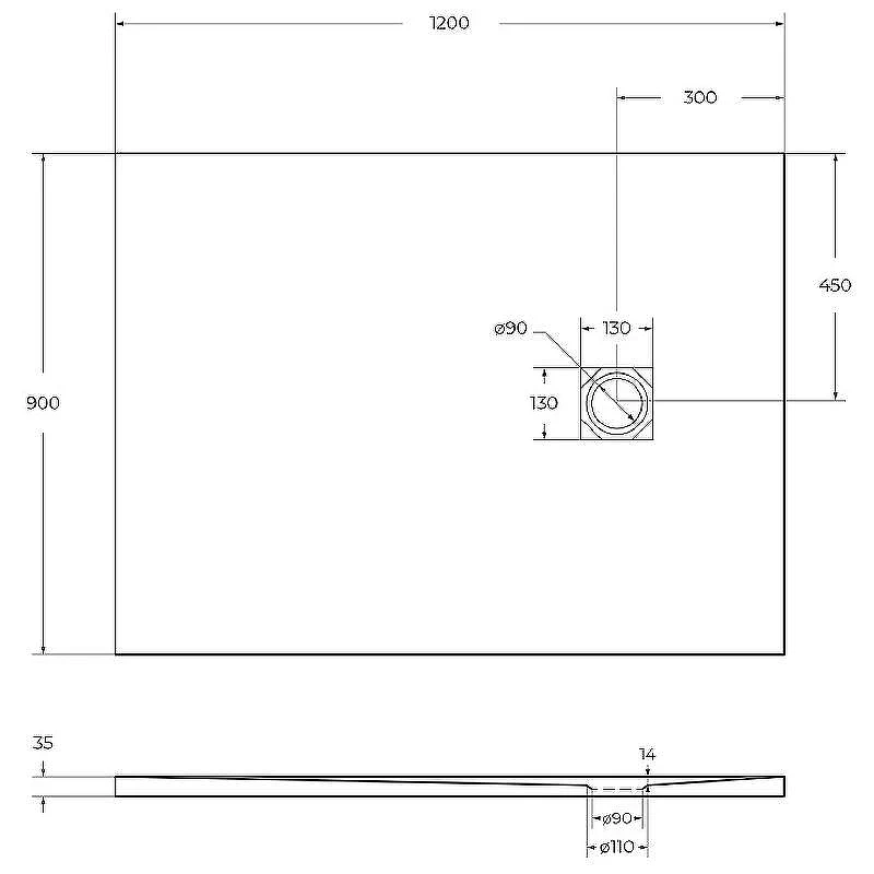 Душевой поддон из искусственного камня BelBagno Uno 120x90 TRAY-MR-UNO-AH-120/90-35-W Белый