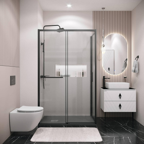 Душевая стенка Grossman Style 100 200.K33.05.100.21.02 профиль Черный матовый стекло шиншилла