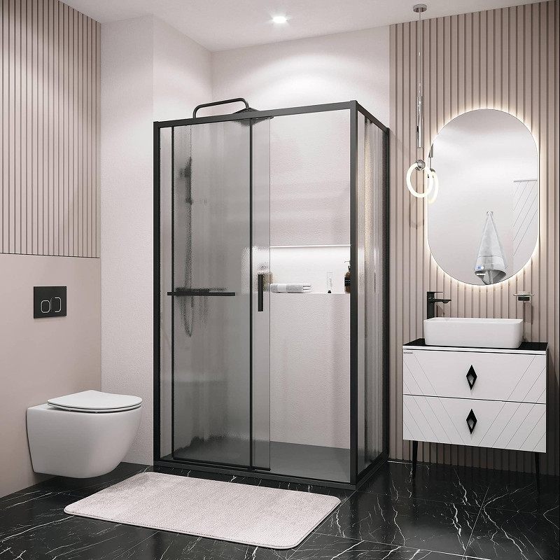 Душевая стенка Grossman Style 100 200.K33.05.100.21.02 профиль Черный матовый стекло шиншилла