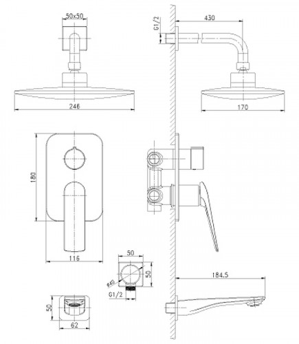 Душевая система Lemark Allegro LM5922CW Хром Белый латунь встраиваемый
