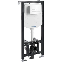 Инсталляция WasserKRAFT Aller 10TLT.010.ME.WH03 для унитаза с Белой клавишей смыва нержавеющая сталь