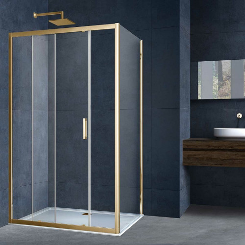 Душевой уголок Vincea Alpha 110x90 VSR-3AL9011CLG профиль Брашированное золото стекло прозрачное
