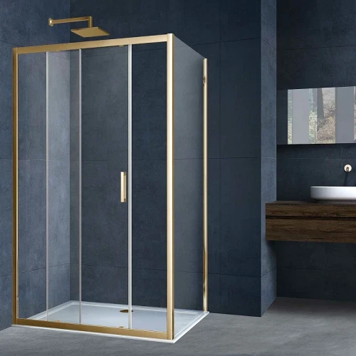Душевой уголок Vincea Alpha 110x90 VSR-3AL9011CLG профиль Брашированное золото стекло прозрачное