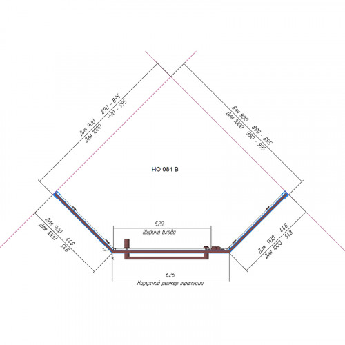 Душевой уголок RGW Hotel HO-084Gb 100x100 350608400-016 профиль Золото брашированное стекло прозрачное