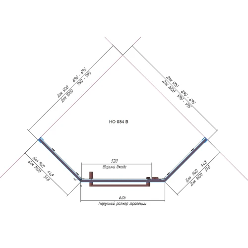 Душевой уголок RGW Hotel HO-084Gb 100x100 350608400-016 профиль Золото брашированное стекло прозрачное