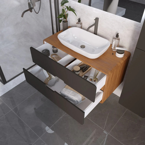 Тумба под раковину 1MarKa Vortex 80П Ц0000033024 подвесная цвет Орех ноче тортона Монолит найт