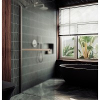 Душевая перегородка Maybah Glass MGD-731-5ш 790x1950 в широком профиле Хром матовый стекло сатиновое