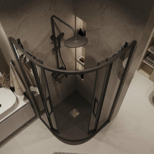 Душевой уголок Grossman Cosmo 90х90 301.K33.02.9090.21.10 профиль Черный матовый стекло тонированное