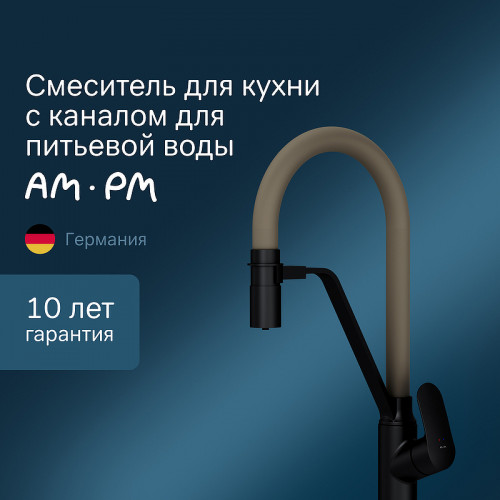 Смеситель для кухни AM.PM Like F8007826 Черный матовый Бежевый латунь