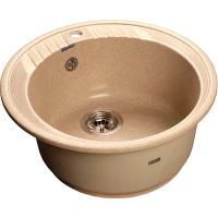 Кухонная мойка GranFest Rondo GF-R520 Песочная искусственный камень (литьевой мрамор) встраиваемый