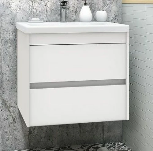 Тумба под раковину Art&Max Family-580-2C-SO-BL подвесная Белый глянец МДФ / ЛДСП